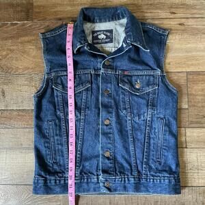 VINTAGE Size XL Great Plains Denim Vest USA Made Western Biker Sleeveless #33629